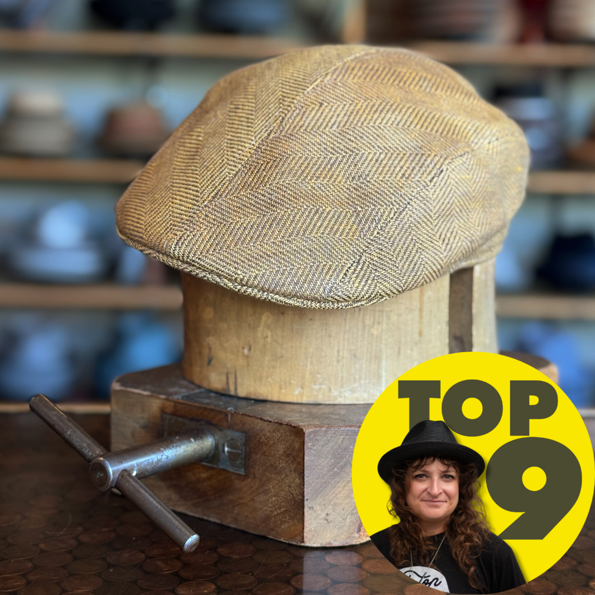 Golden Herringbone 2-Panel Ivy Cap