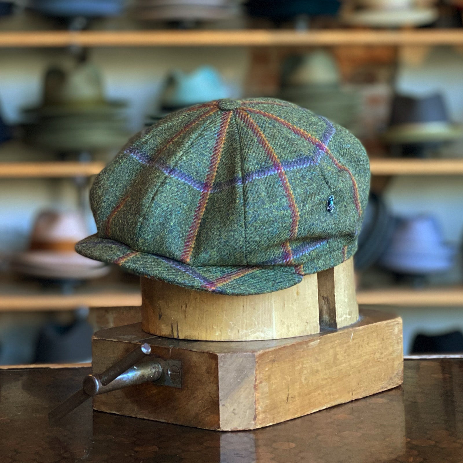 Sage Hatteras - Traditional Wool Plaid Newsboy Cap Peaky Blinders Hat