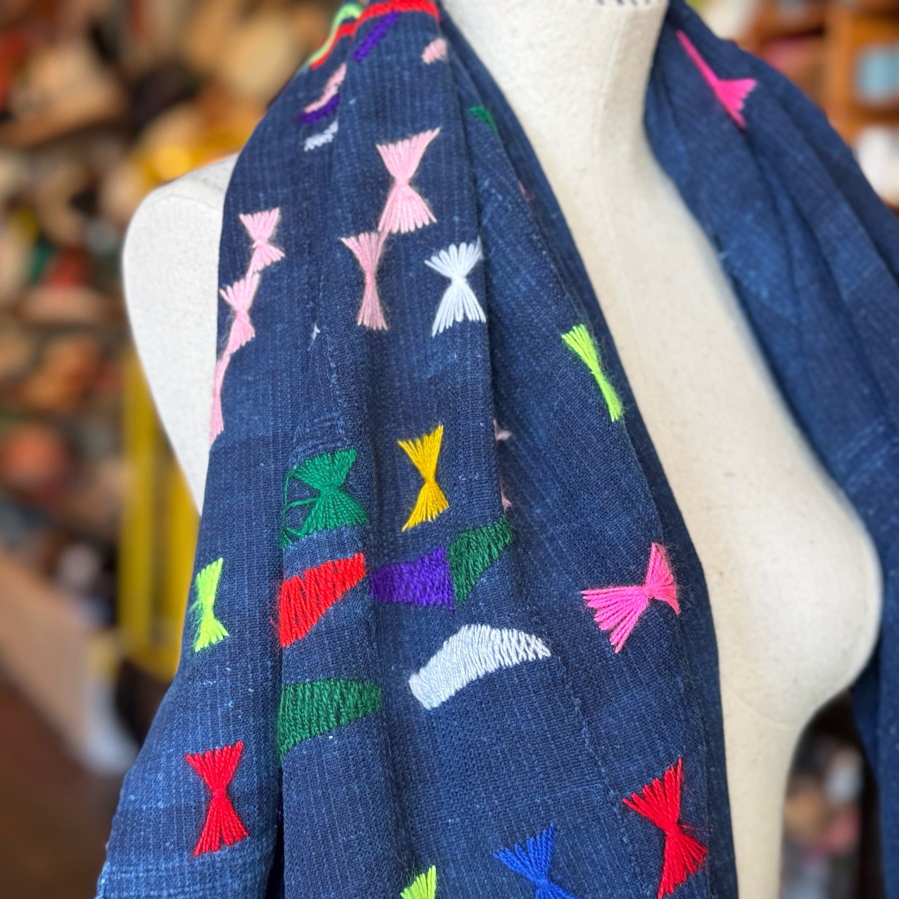 Vintage Indigo Mud Cloth Scarf No. 1