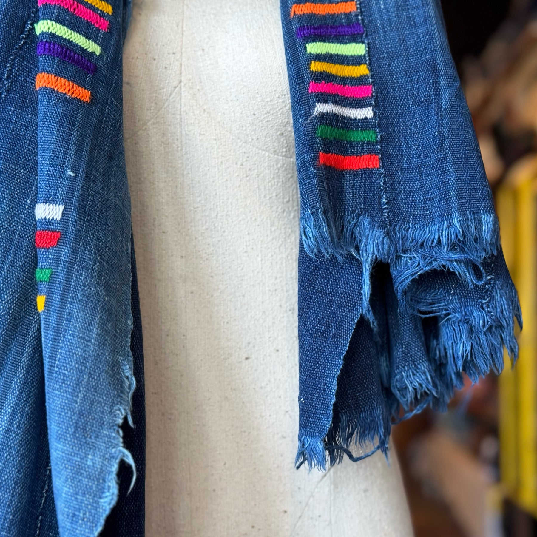 Vintage Indigo Mud Cloth Scarf No. 2