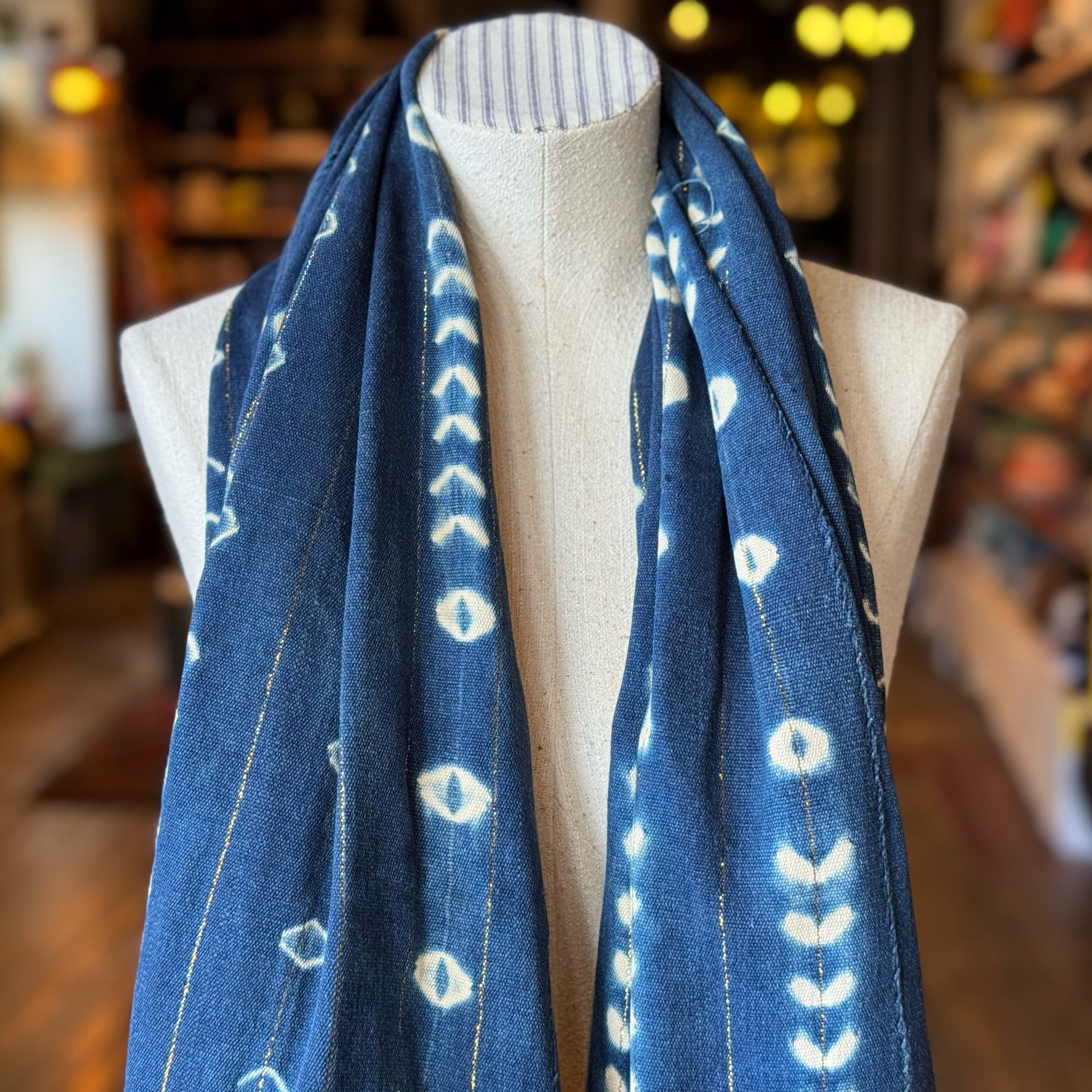 Vintage Indigo Mud Cloth Scarf No. 3