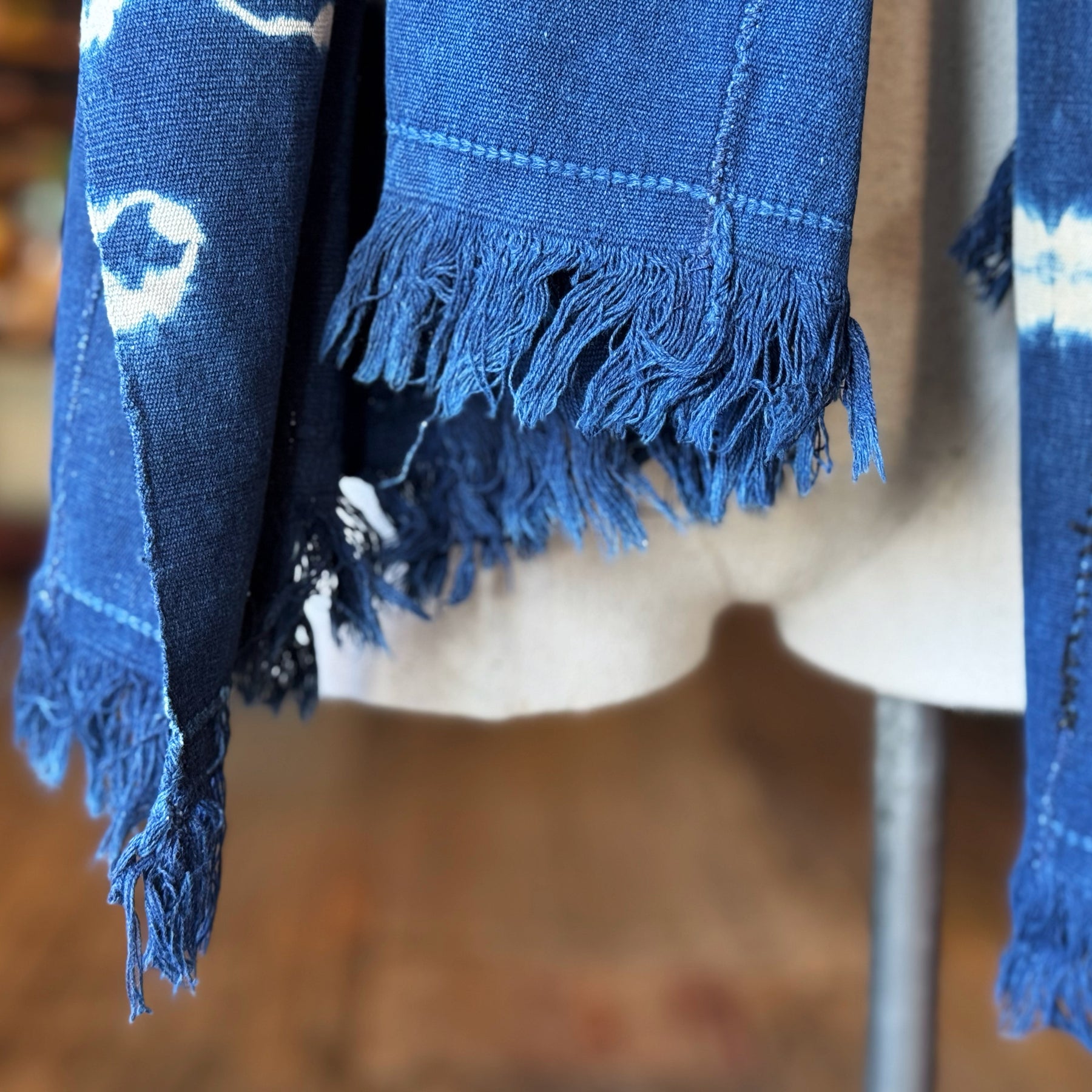 Vintage Indigo Mud Cloth Scarf No. 4