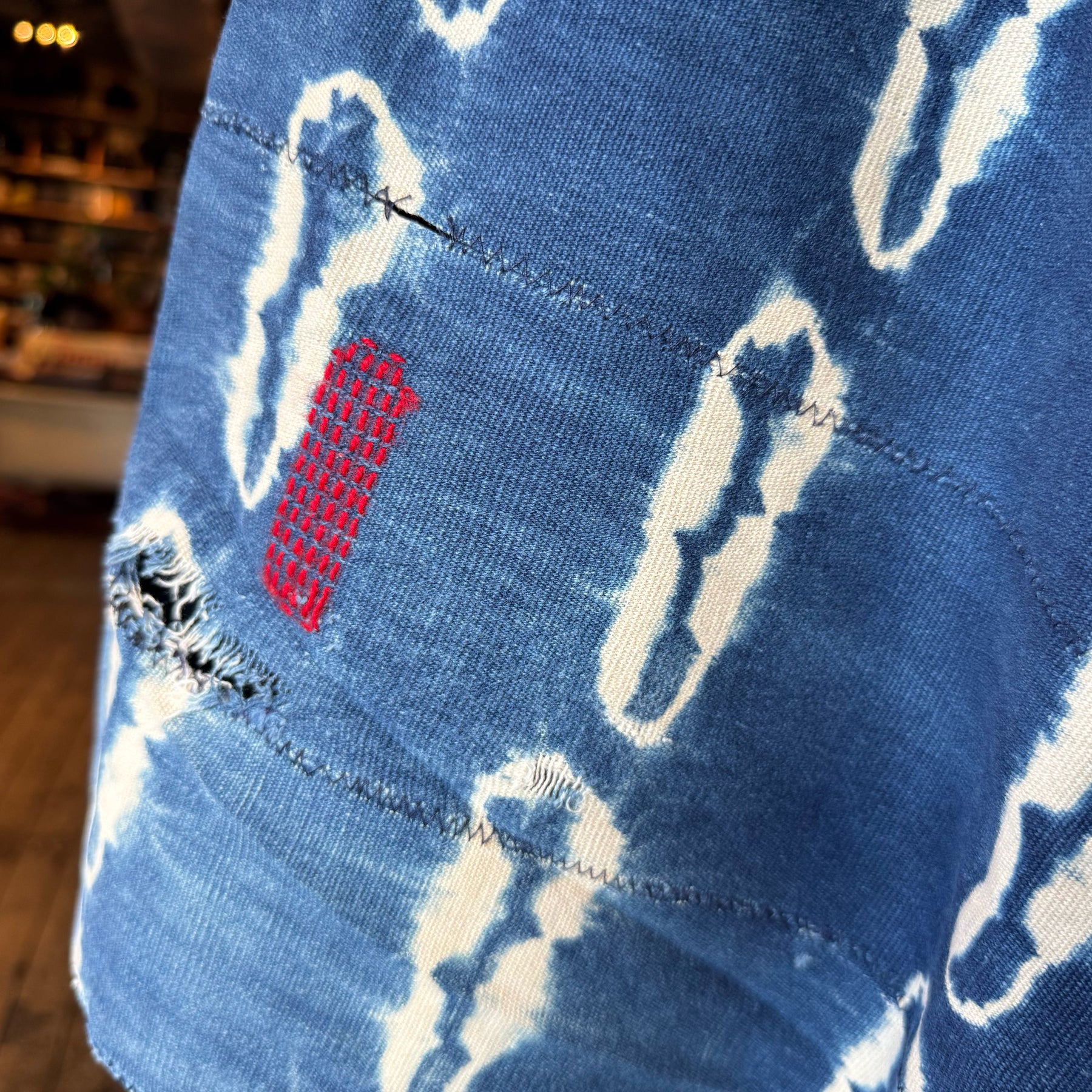 Vintage Indigo Mud Cloth Scarf No. 4