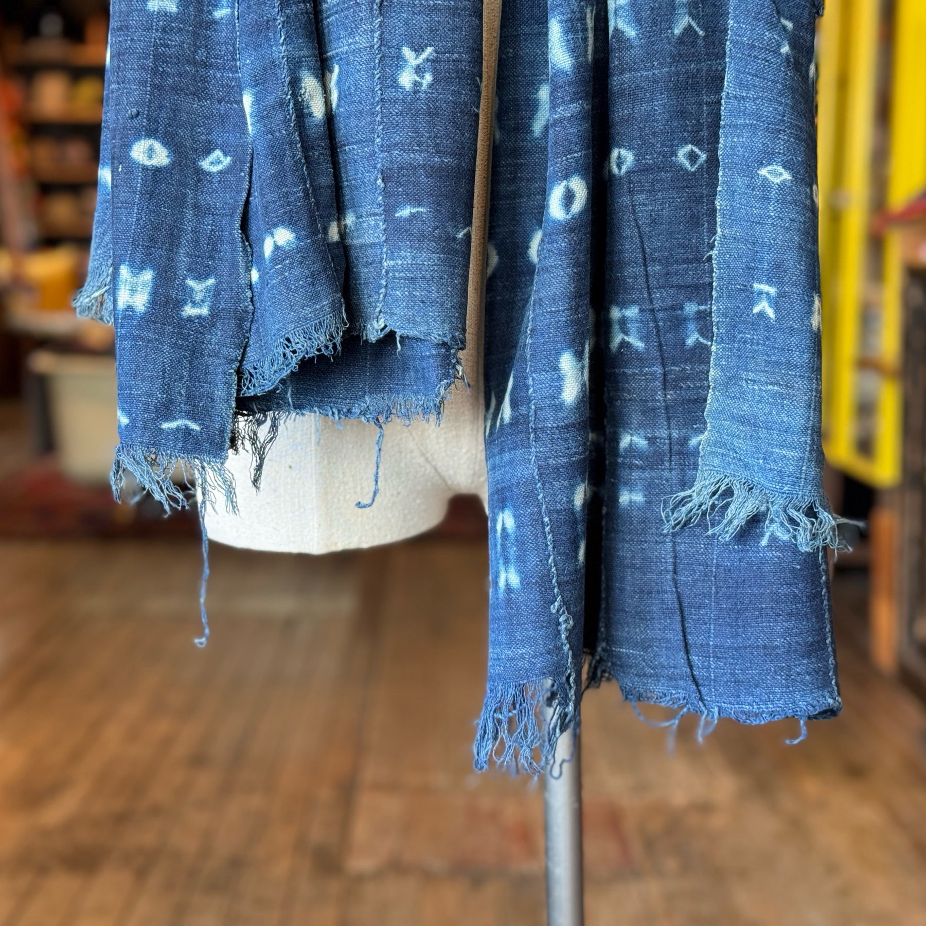 Vintage Indigo Mud Cloth Scarf No. 5