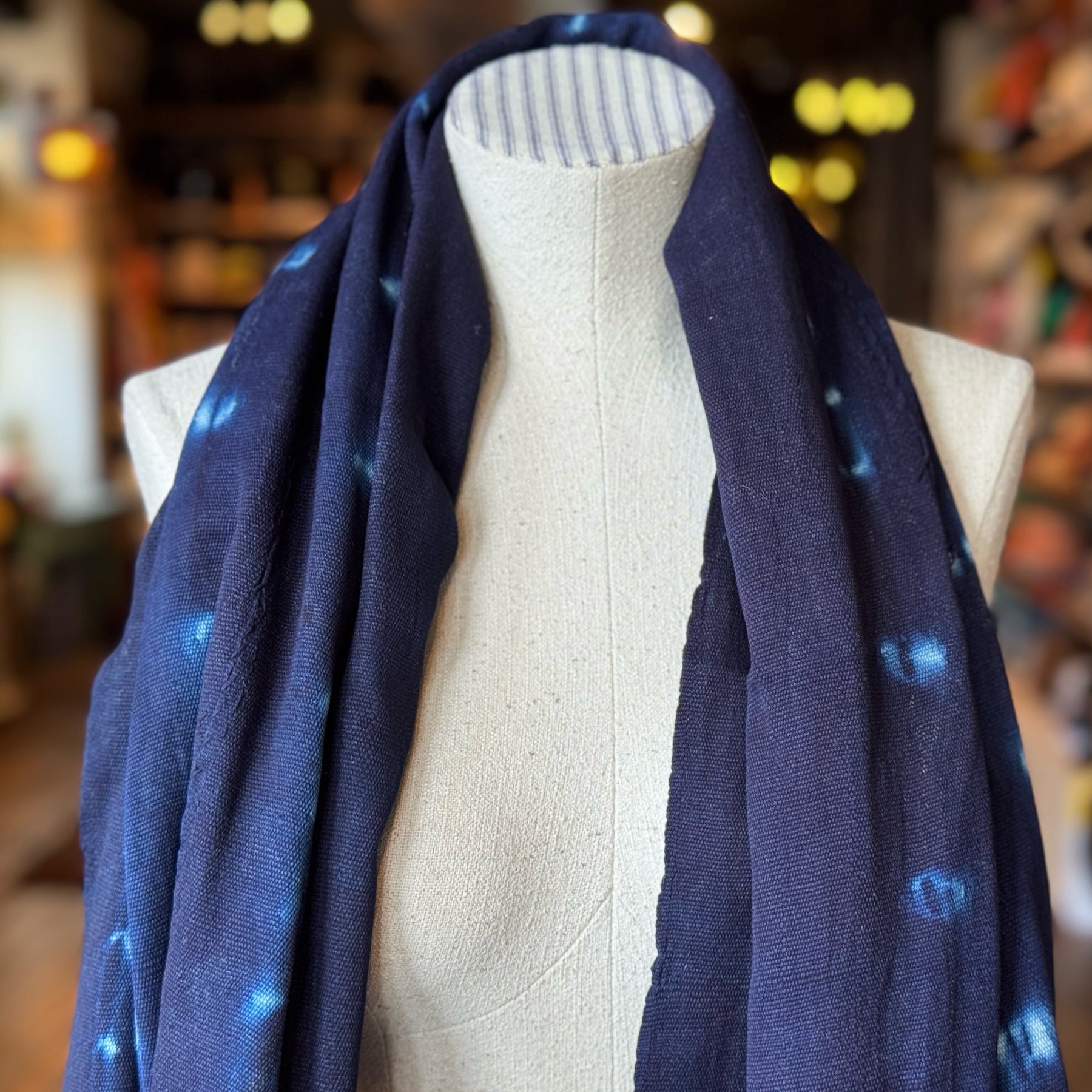 Vintage Indigo Mud Cloth Scarf No.6