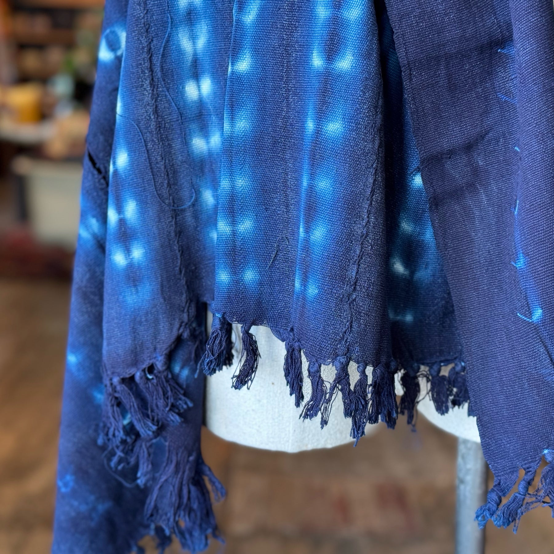 Vintage Indigo Mud Cloth Scarf No.6