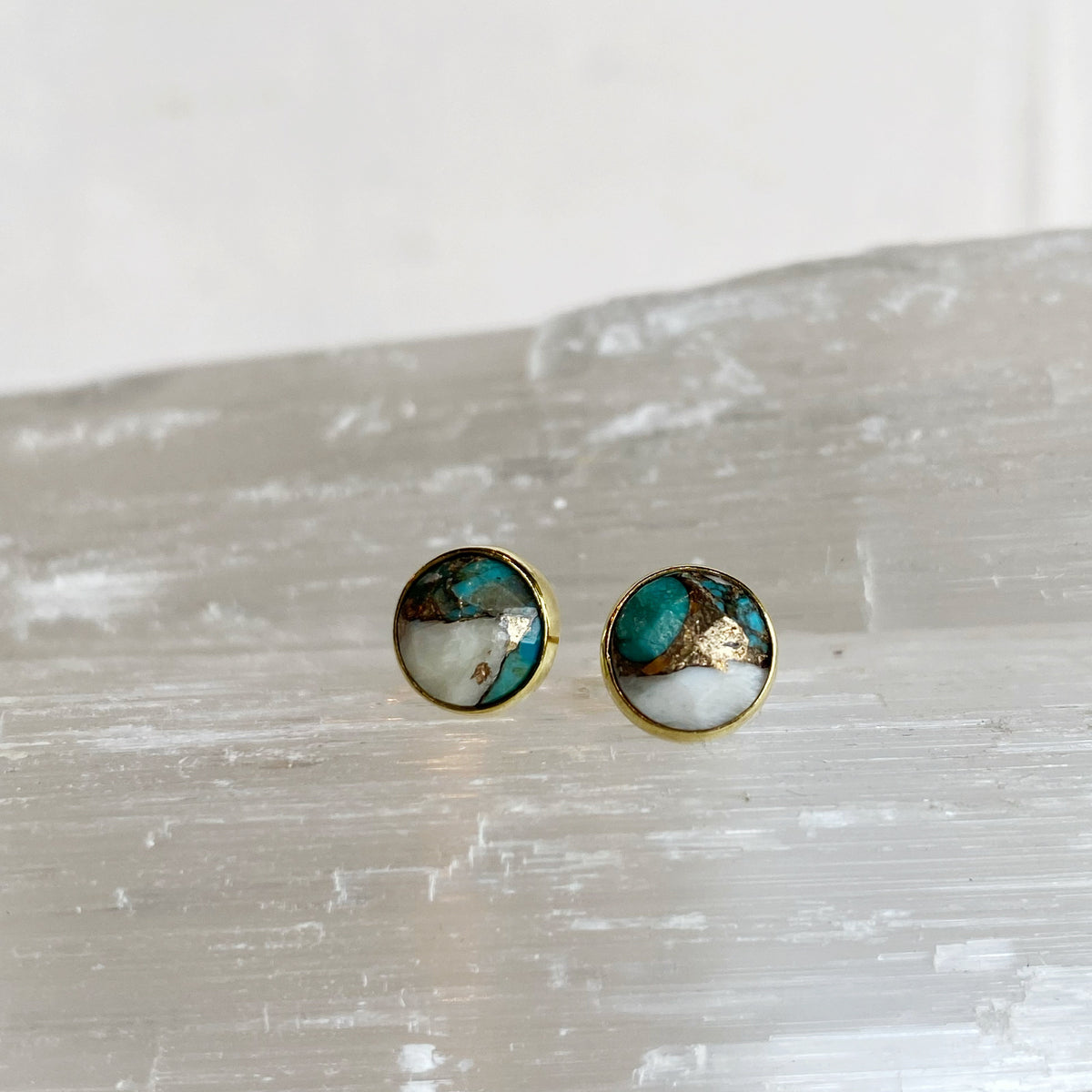 Rose Cut Mohave Turquoise Studs