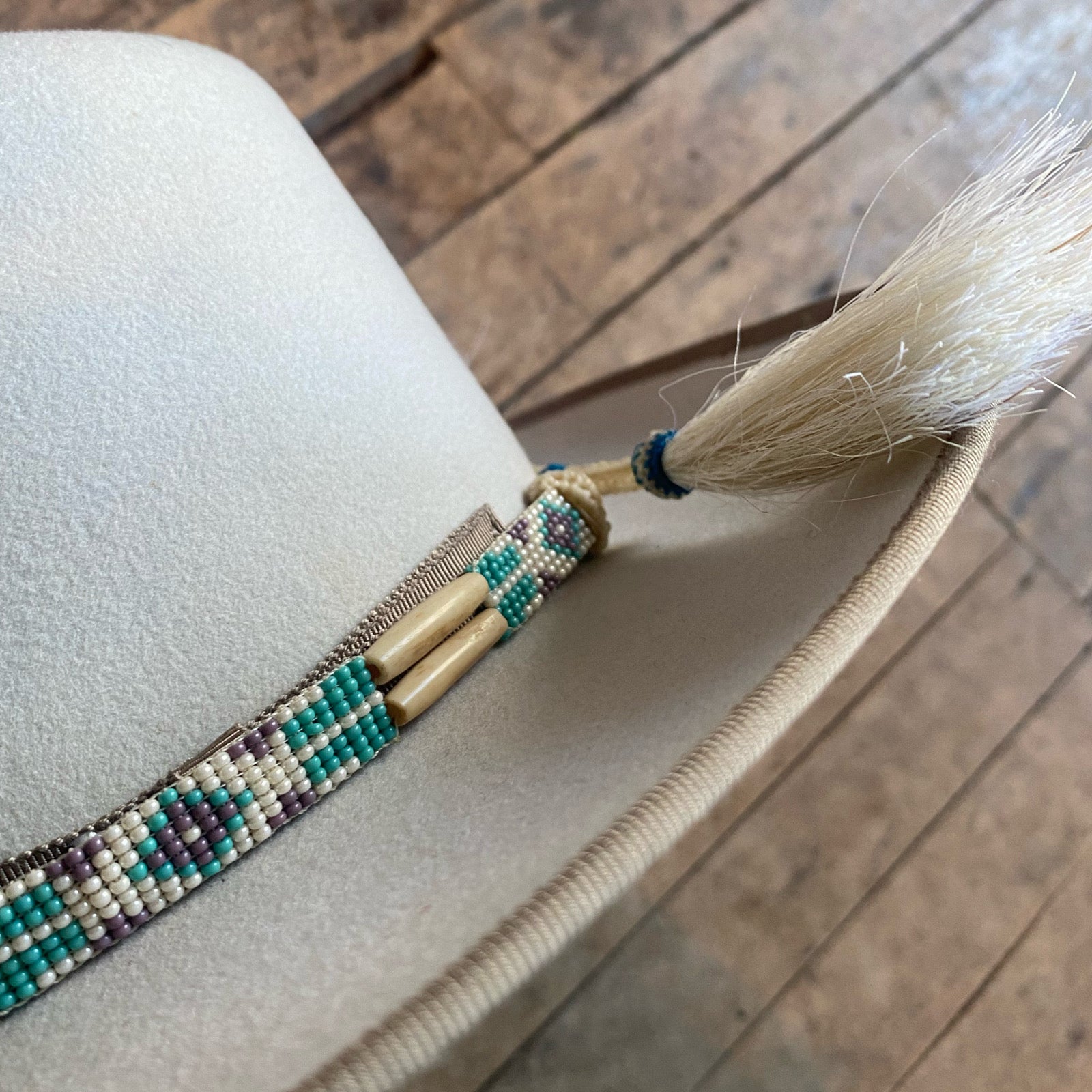 Turquoise Beaded Women\'s Hatband Barnstar Turquoise Beaded Hatband — Yonder Horse main image 4