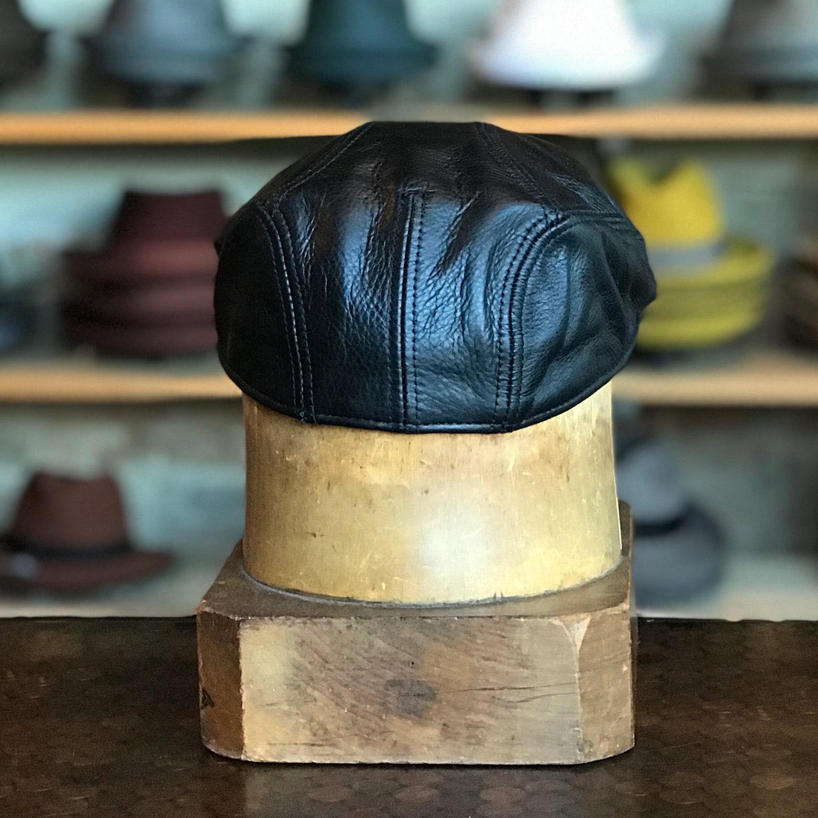 Leather 3-Panel Flat Cap