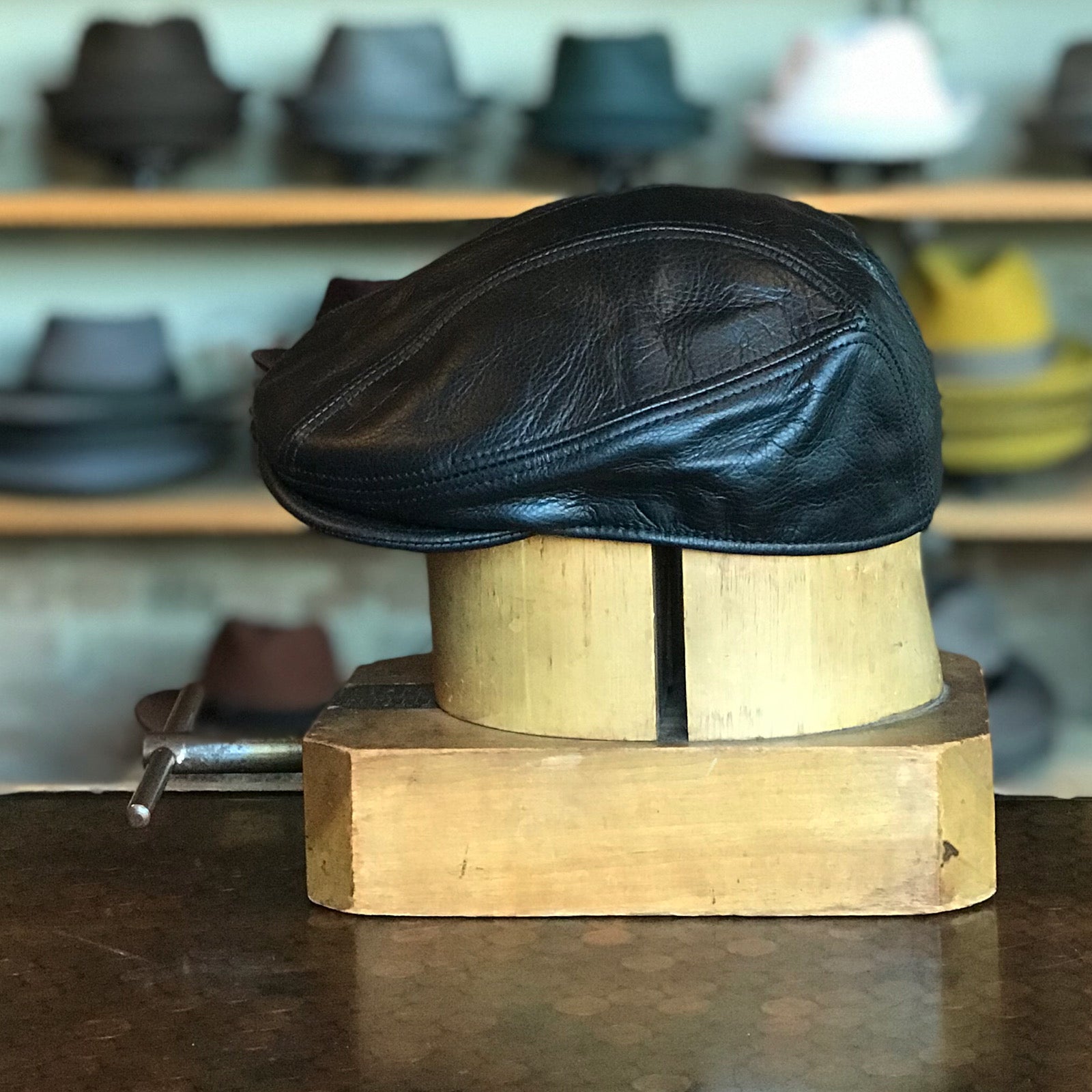 Leather 3-Panel Flat Cap