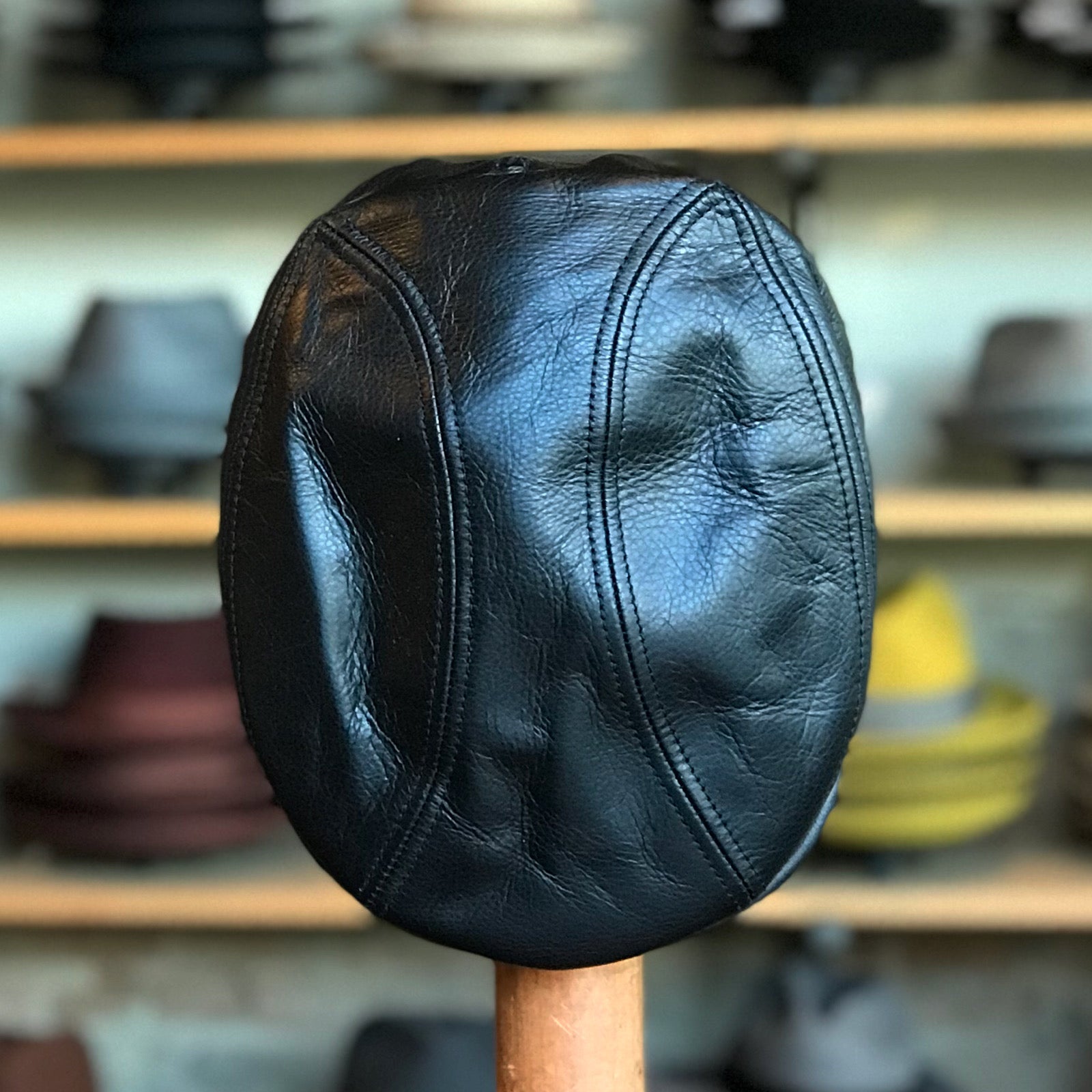 Leather 3-Panel Flat Cap