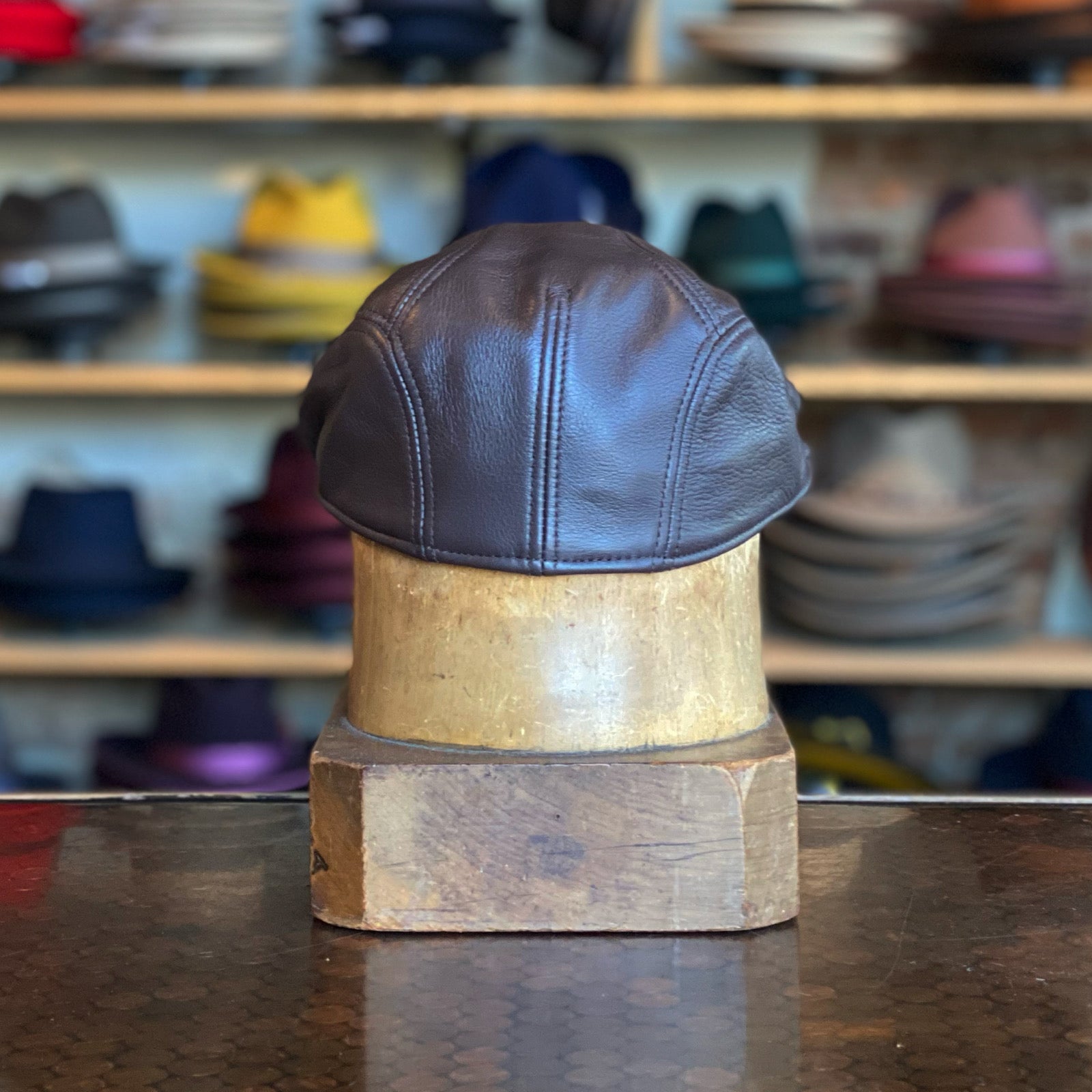 Leather 3-Panel Flat Cap