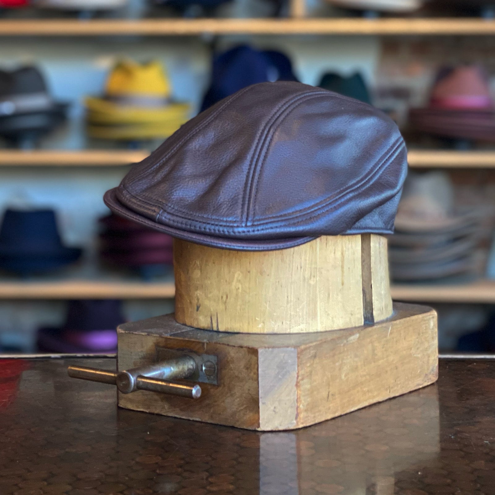 Leather 3-Panel Flat Cap