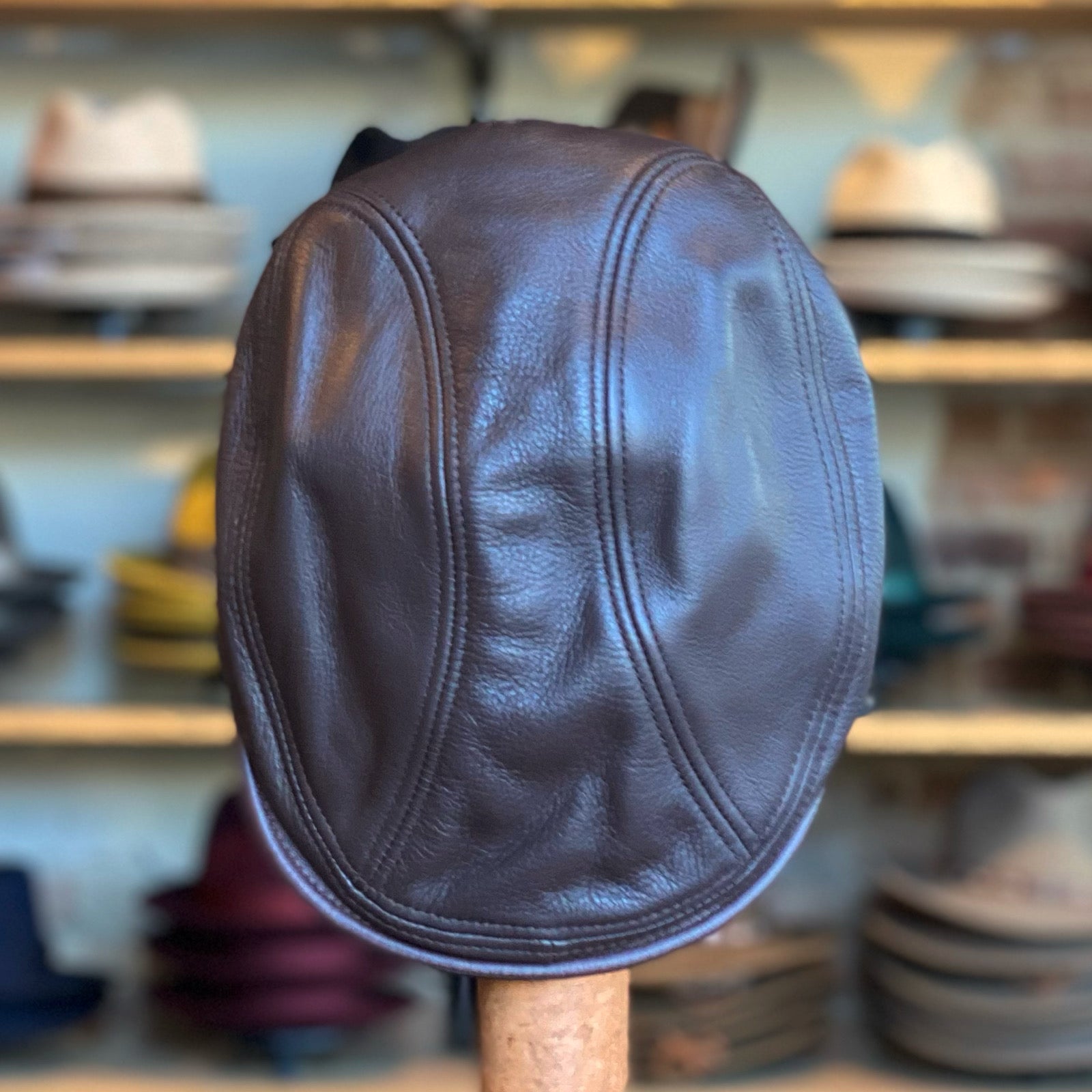 Leather 3-Panel Flat Cap