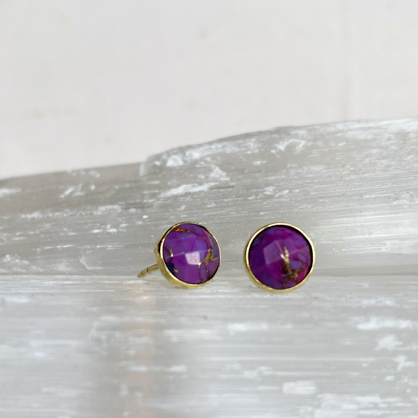 Rose Cut Mohave Turquoise Studs