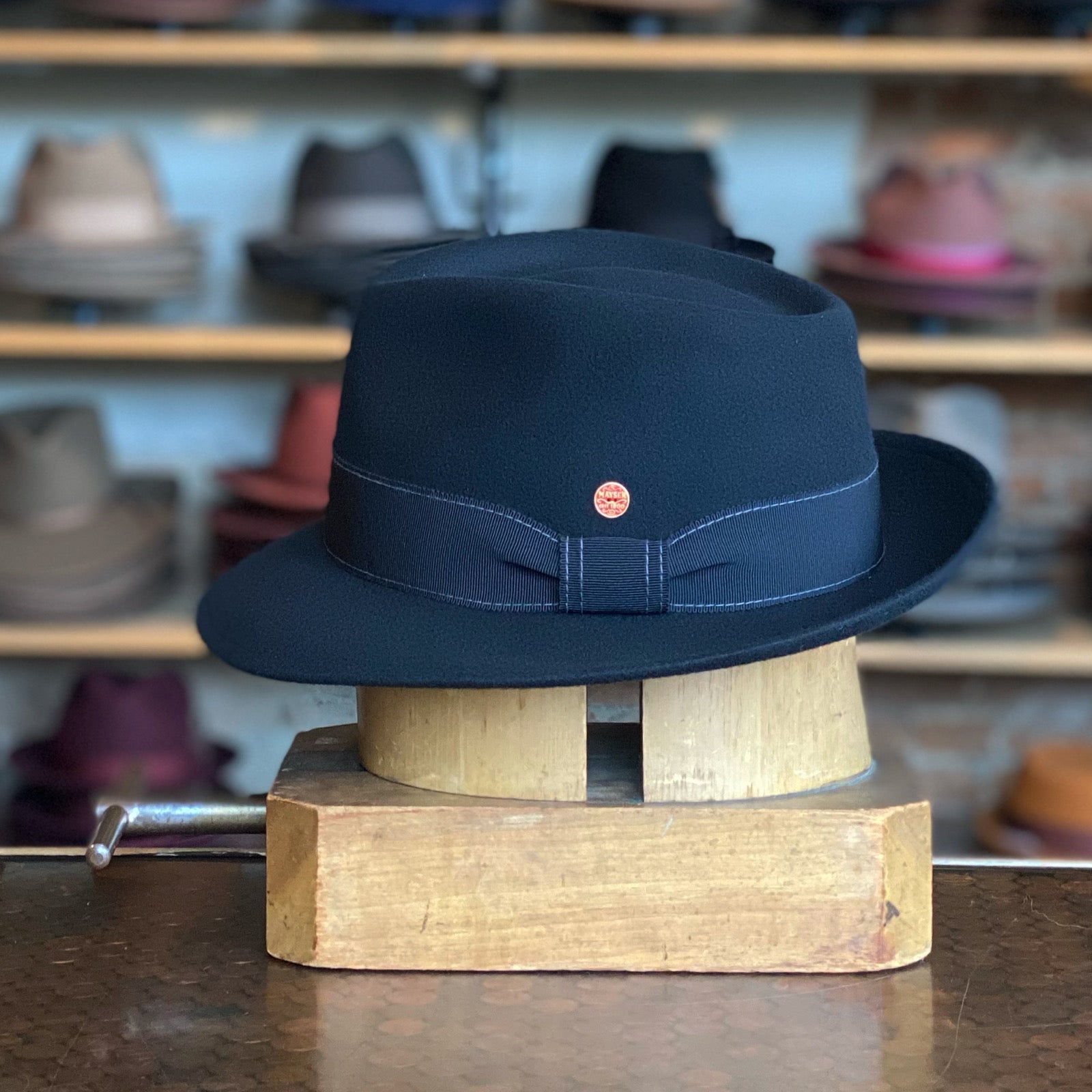 Johnny Was Dark Brown Wool Fedora with Patterned Blue Band Ms Cool Wool Felt Fedora Hat｜Lined Wool | Eric Javits main image 4