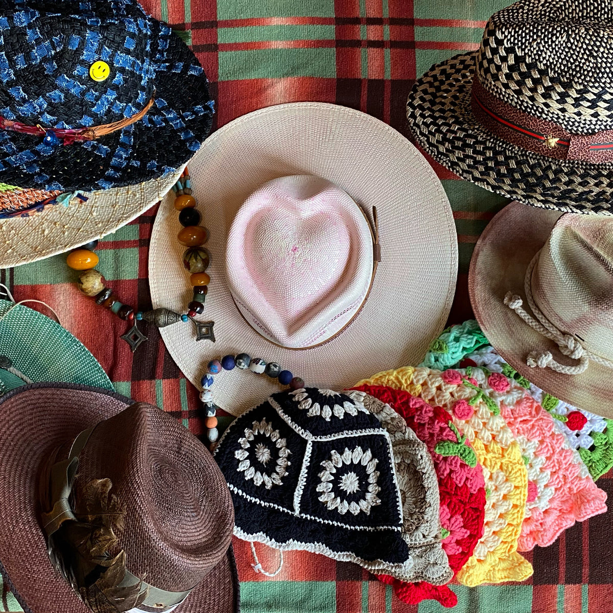 NWT Free People Van Palma Forest Green Fedora Hat w/ stones Country Festival Green Stone - Adult Fedora Hat By Bruce And Noah – Bruce  main image 2