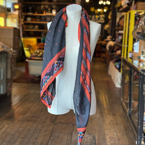 Black Ikat Sari Fragment