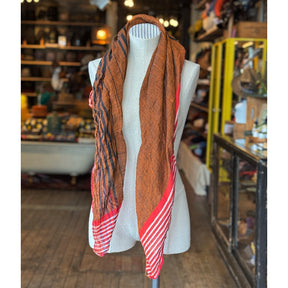 Cognac Silk Sari Fragment