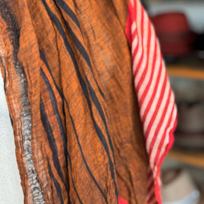 Cognac Silk Sari Fragment