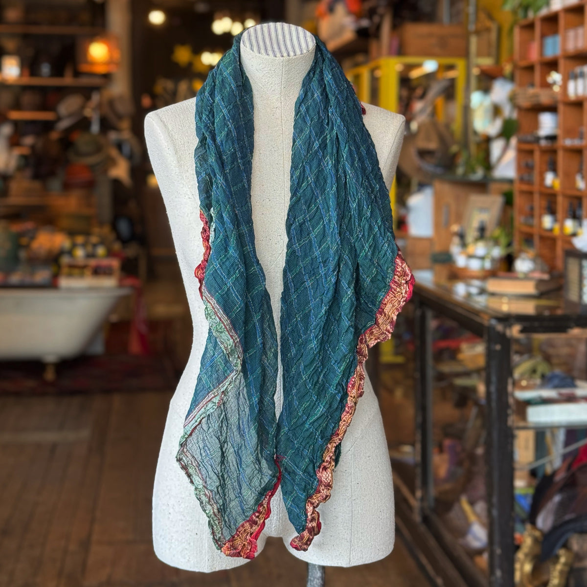 Dark Teal Sari Fragment