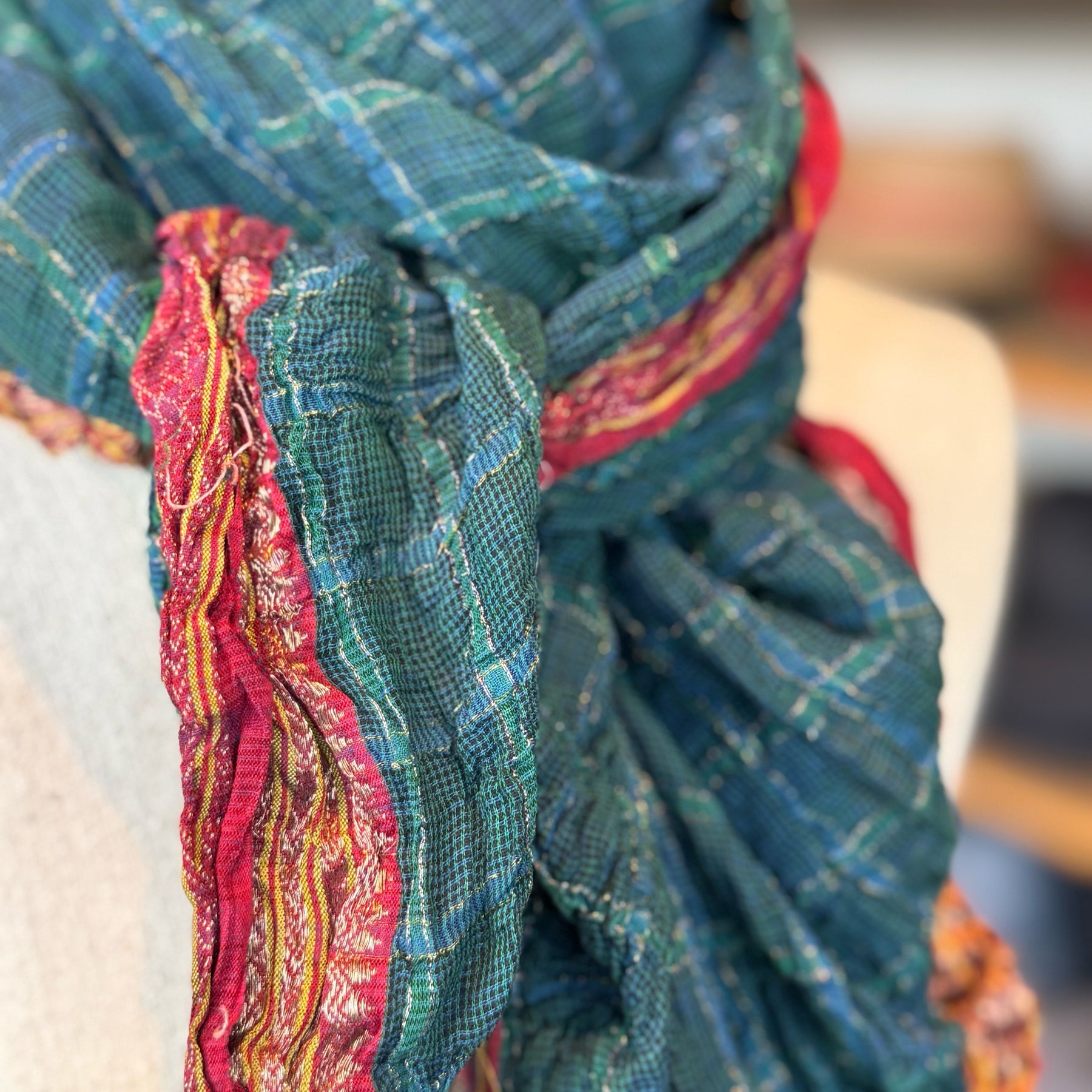 Dark Teal Sari Fragment