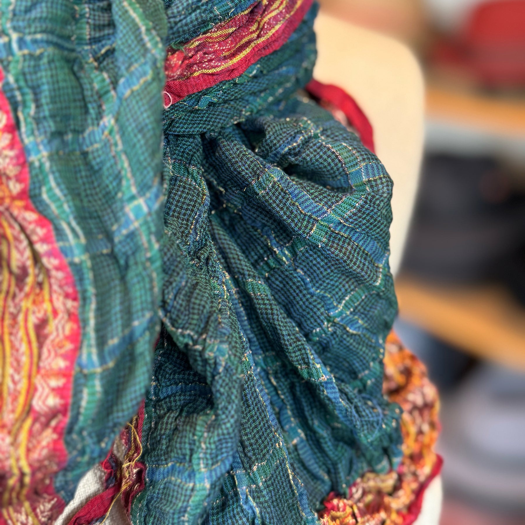 Dark Teal Sari Fragment