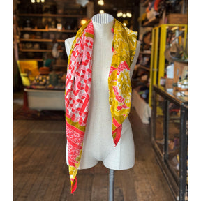 Electric Block Print Sari Fragment