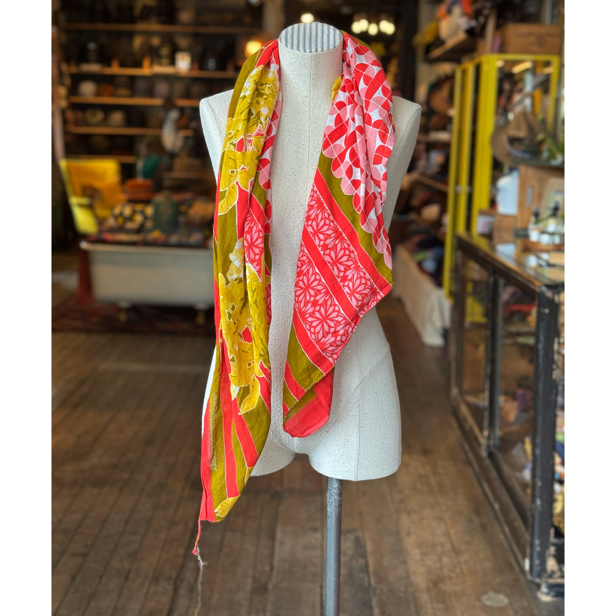 Electric Block Print Sari Fragment