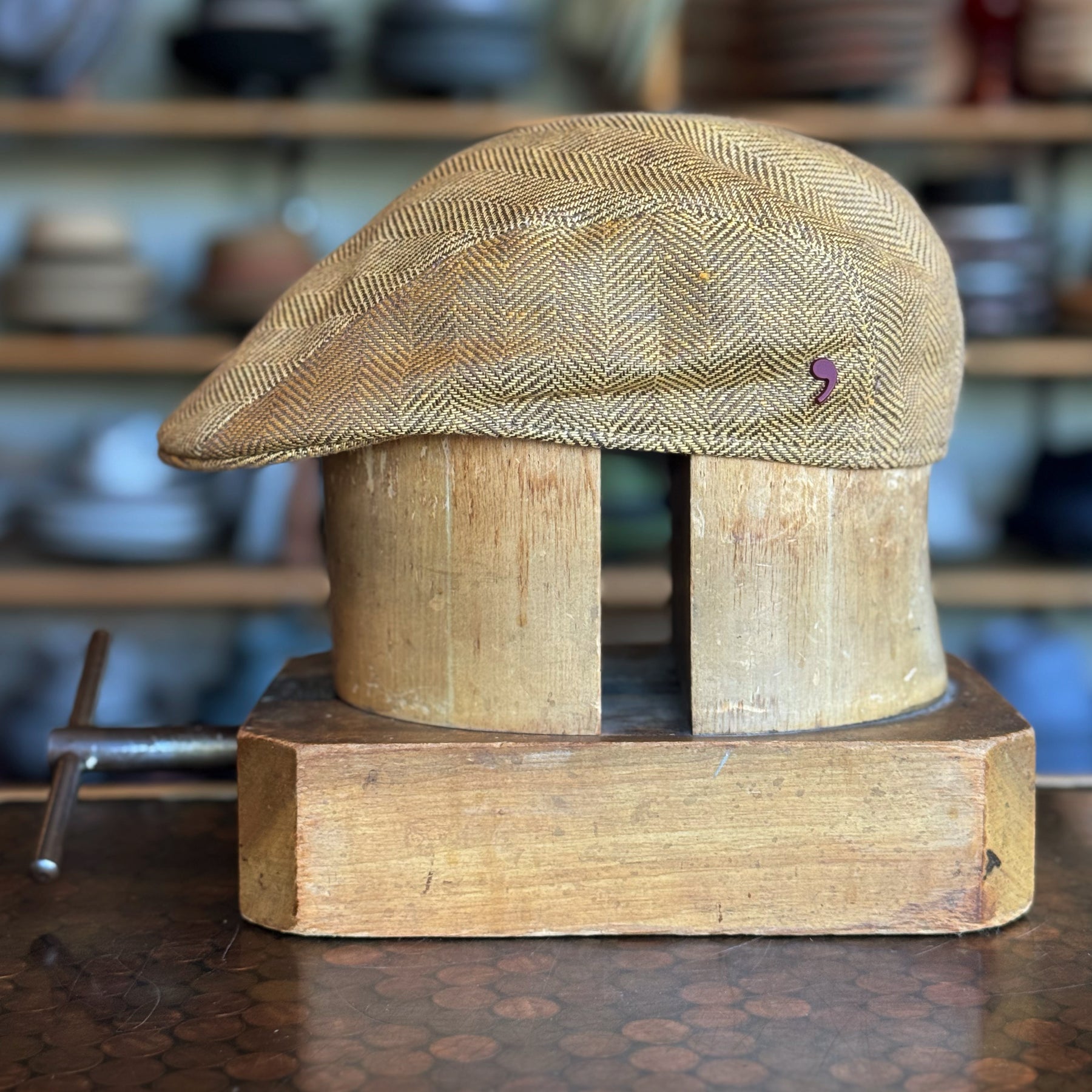 Golden Herringbone 2-Panel Ivy Cap
