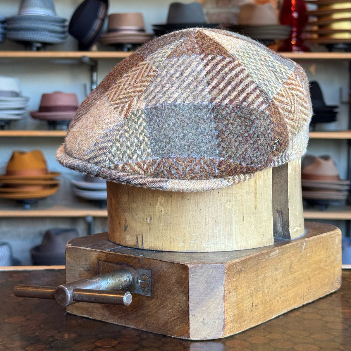 Neutral Squares 6-Panel Newsboy