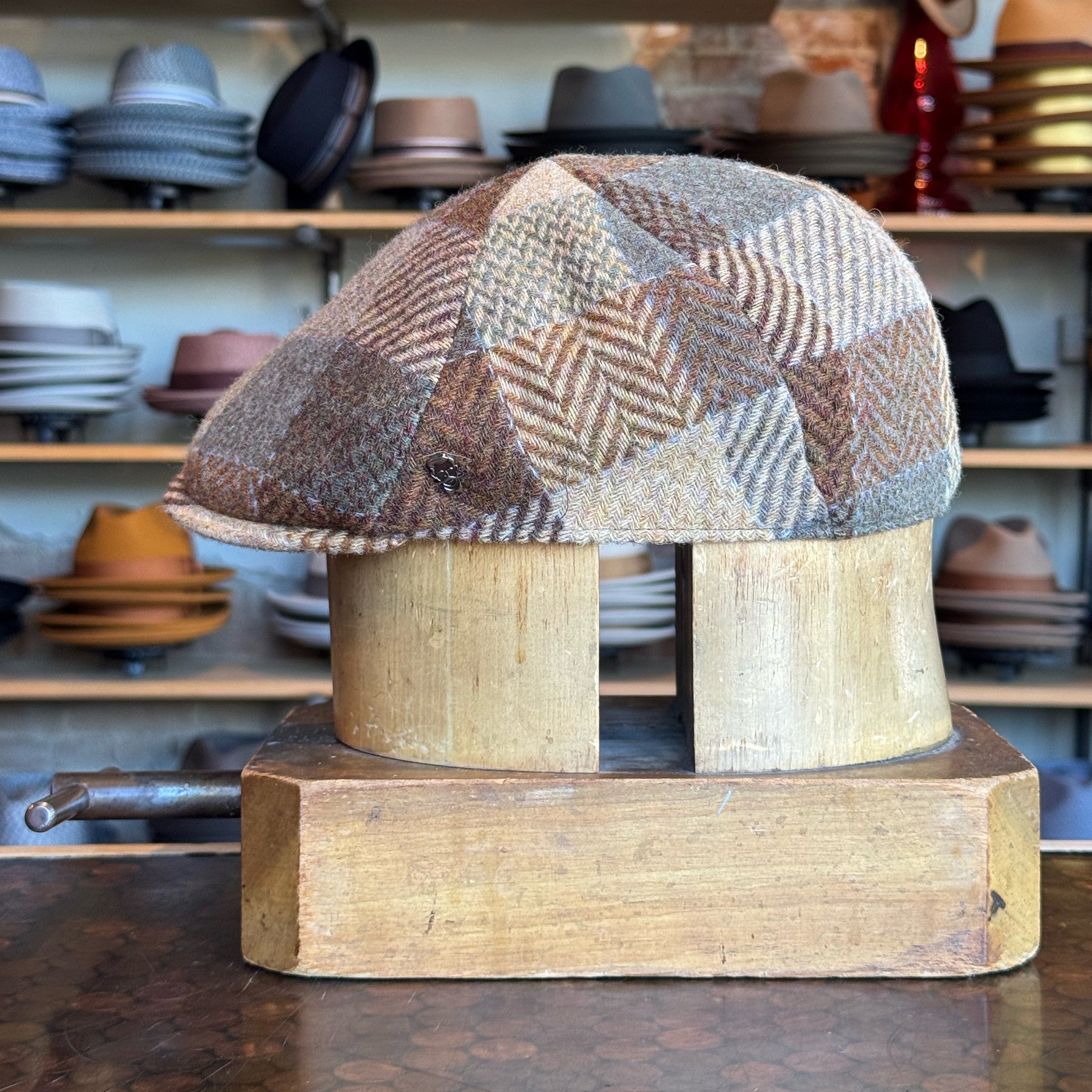 Neutral Squares 6-Panel Newsboy