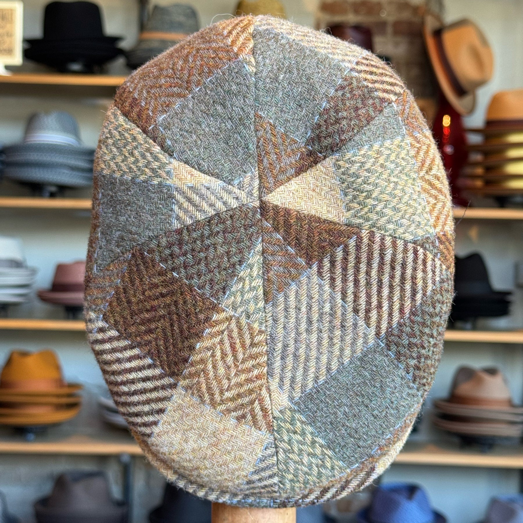 Neutral Squares 6-Panel Newsboy