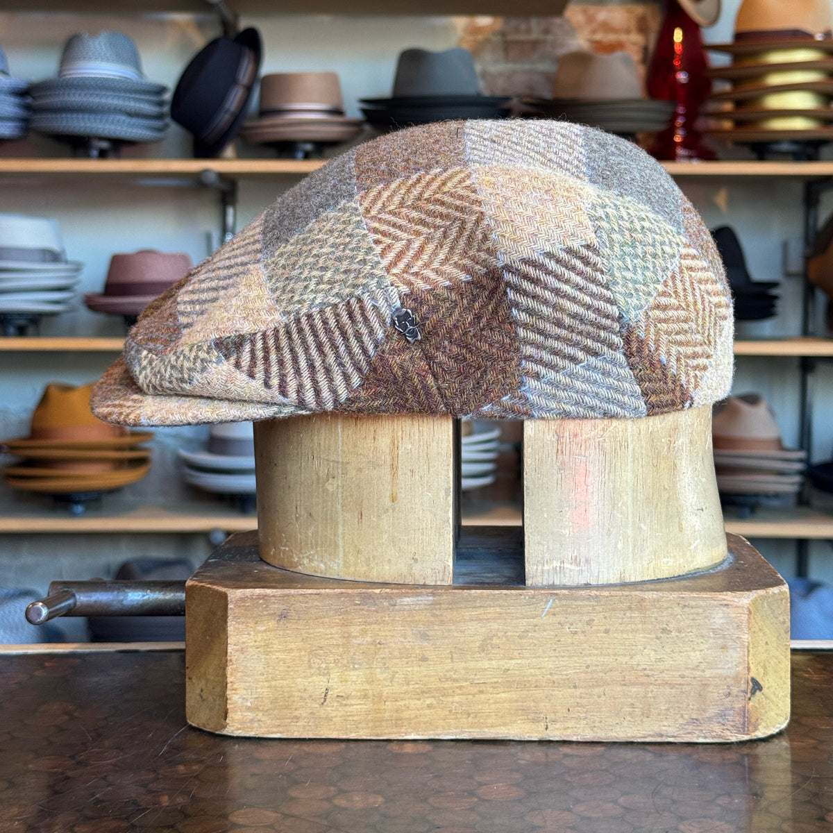 Neutral Squares Vintage Flat Cap