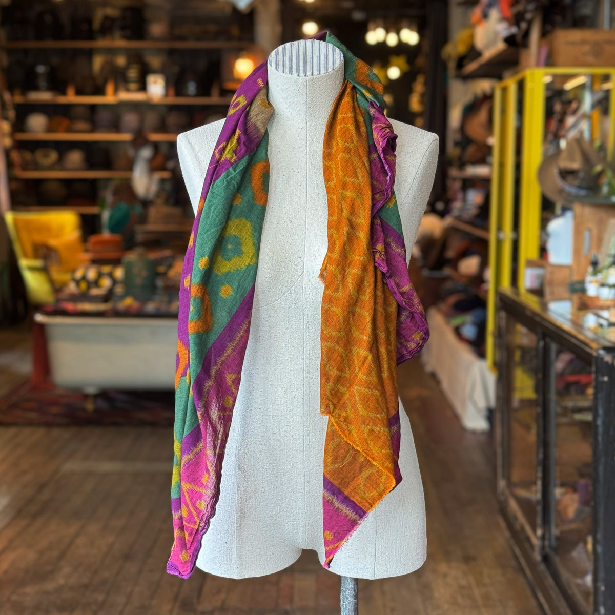 Purple Ikat Sari Fragment