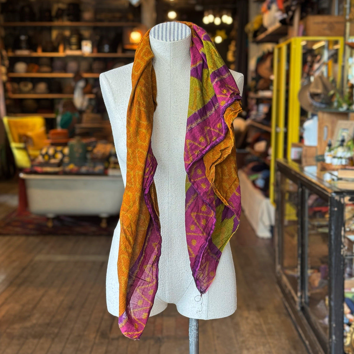 Purple Ikat Sari Fragment