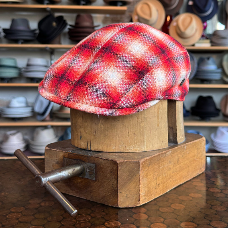 Red Check 2-Panel Ivy Cap - Breathable Lightweight Check Hat for Summer