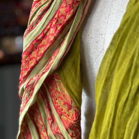 Sheer Chartreuse Sari Fragment