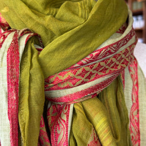 Sheer Chartreuse Sari Fragment