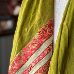 Sheer Chartreuse Sari Fragment