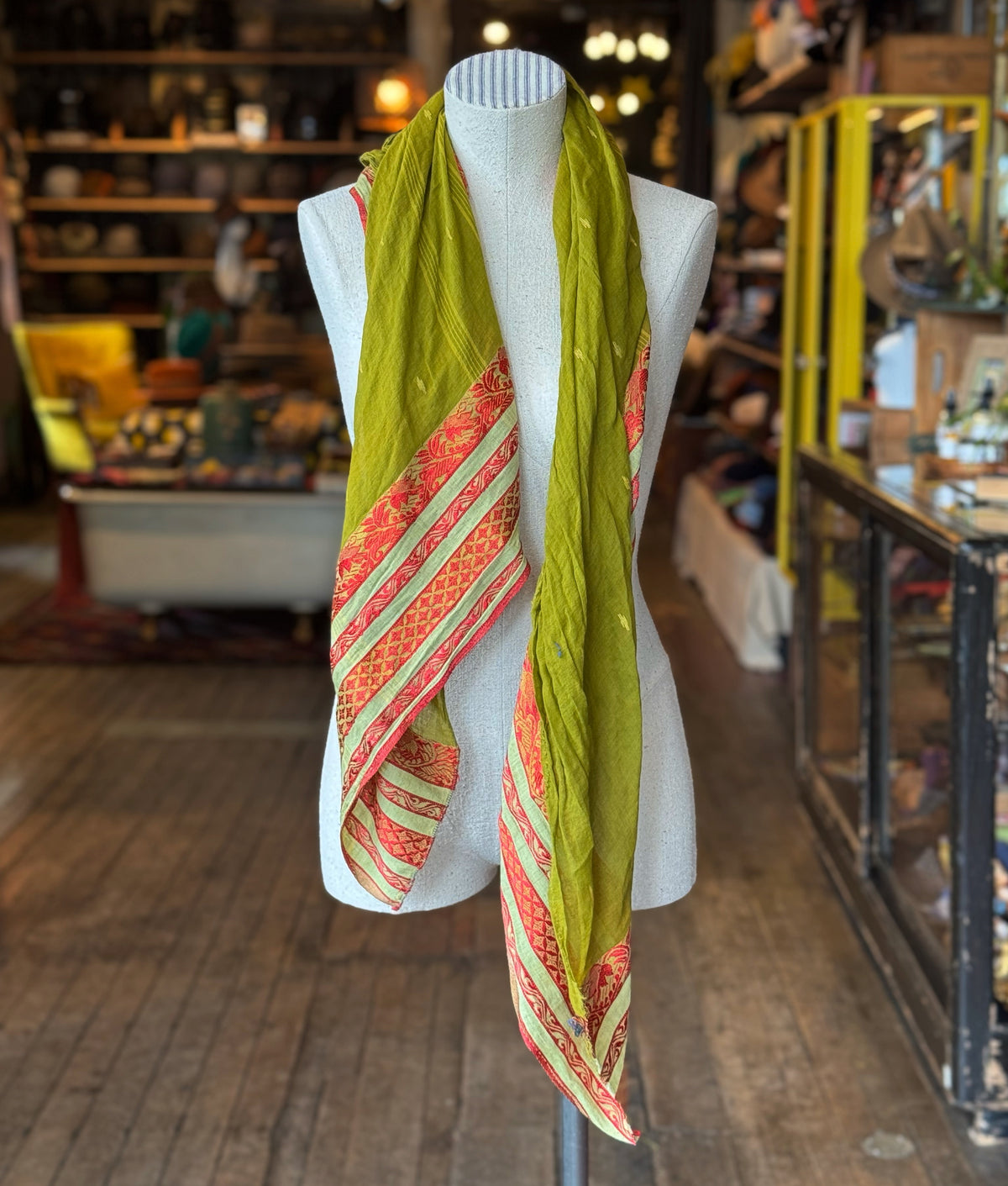 Sheer Chartreuse Sari Fragment