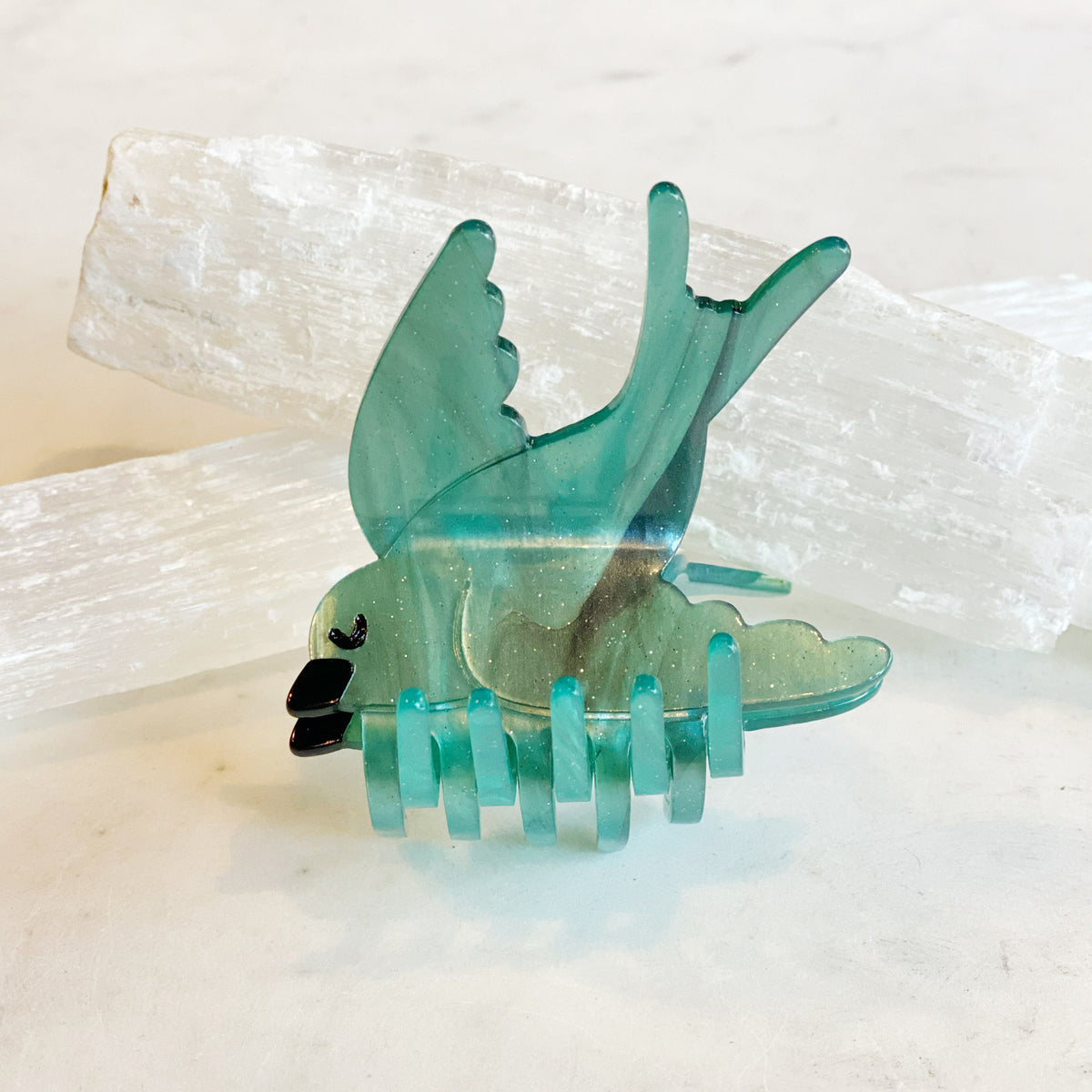 Teal Bird Hair Clip