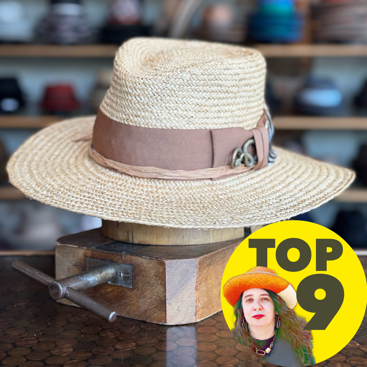 Straw Wormwood Flat Brim Fedora