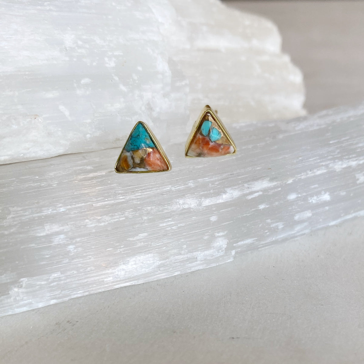 Triangular Mohave Turquoise Studs
