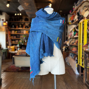 Vintage Indigo Mud Cloth Scarf No. 2