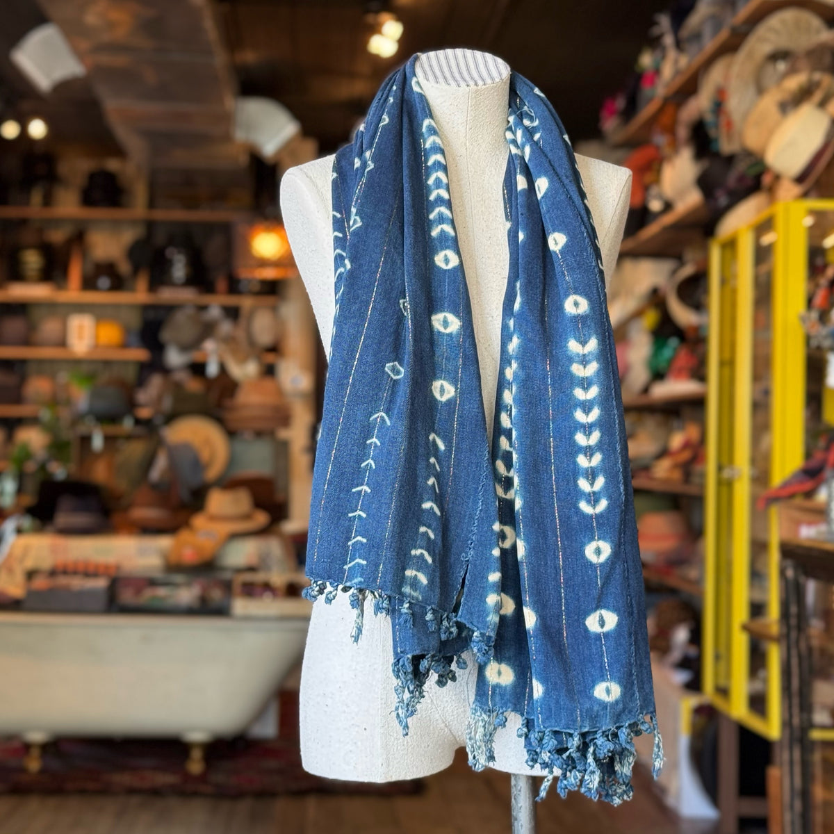 Vintage Indigo Mud Cloth Scarf No. 3