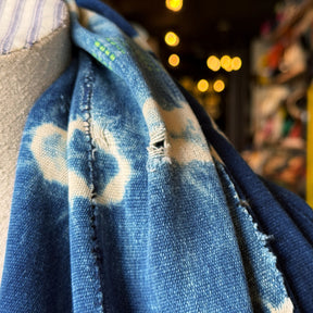 Vintage Indigo Mud Cloth Scarf No. 4