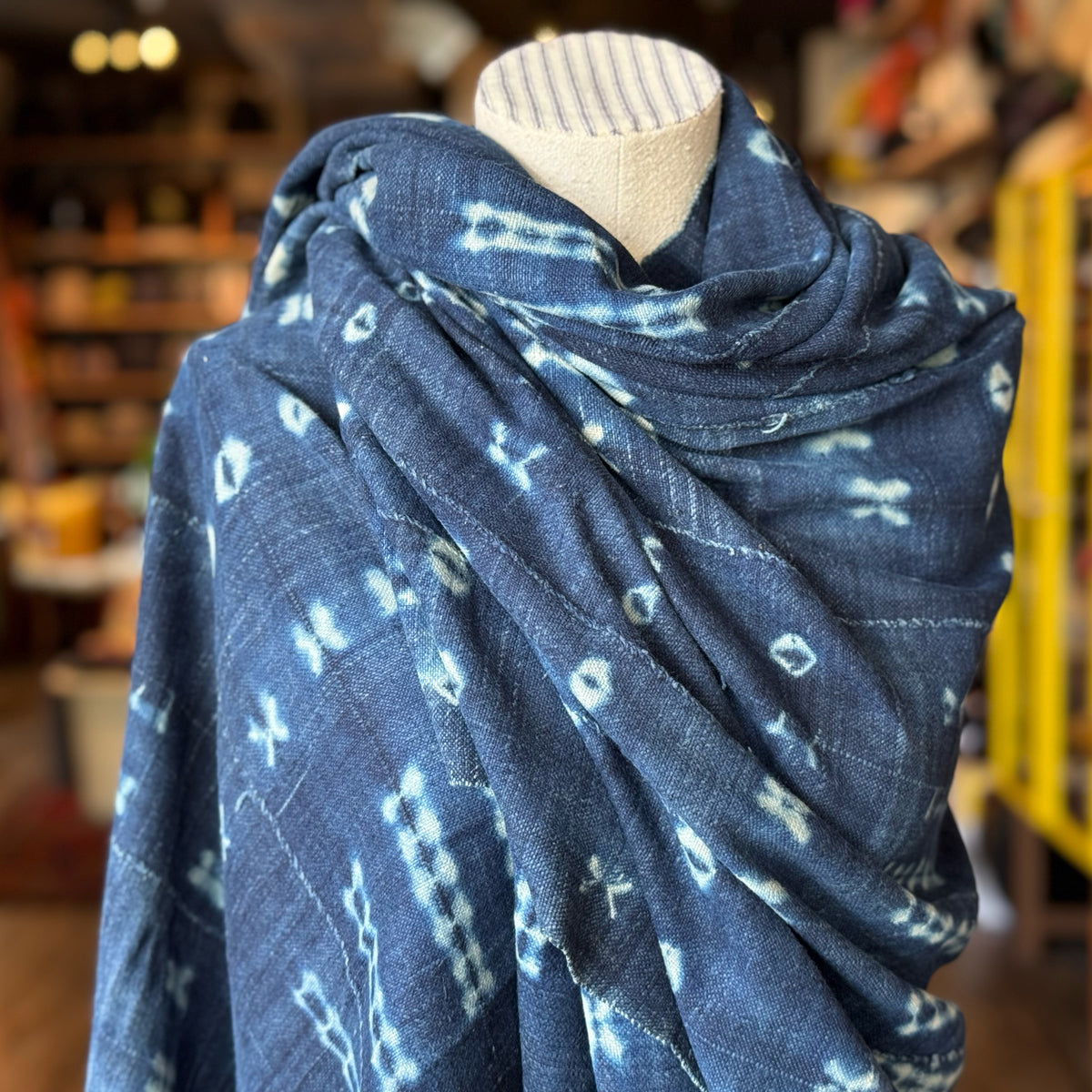Vintage Indigo Mud Cloth Scarf No. 5