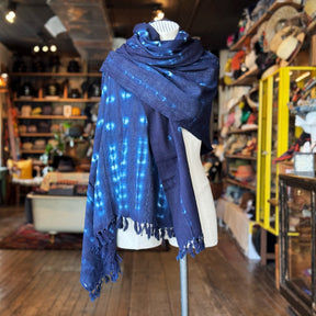 Vintage Indigo Mud Cloth Scarf No.6