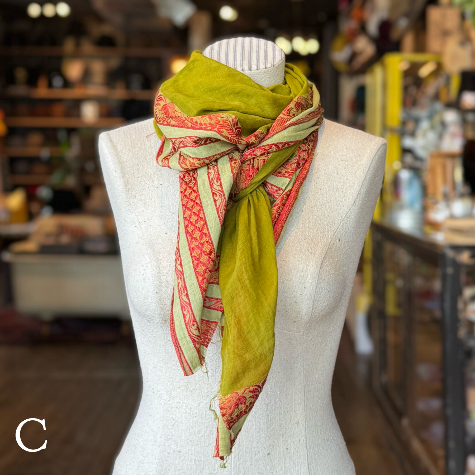 Sheer Chartreuse Sari Fragment